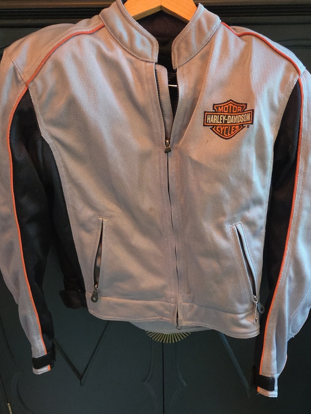 Harley-Davidson Gray and Black Jacket with Orange Trim
